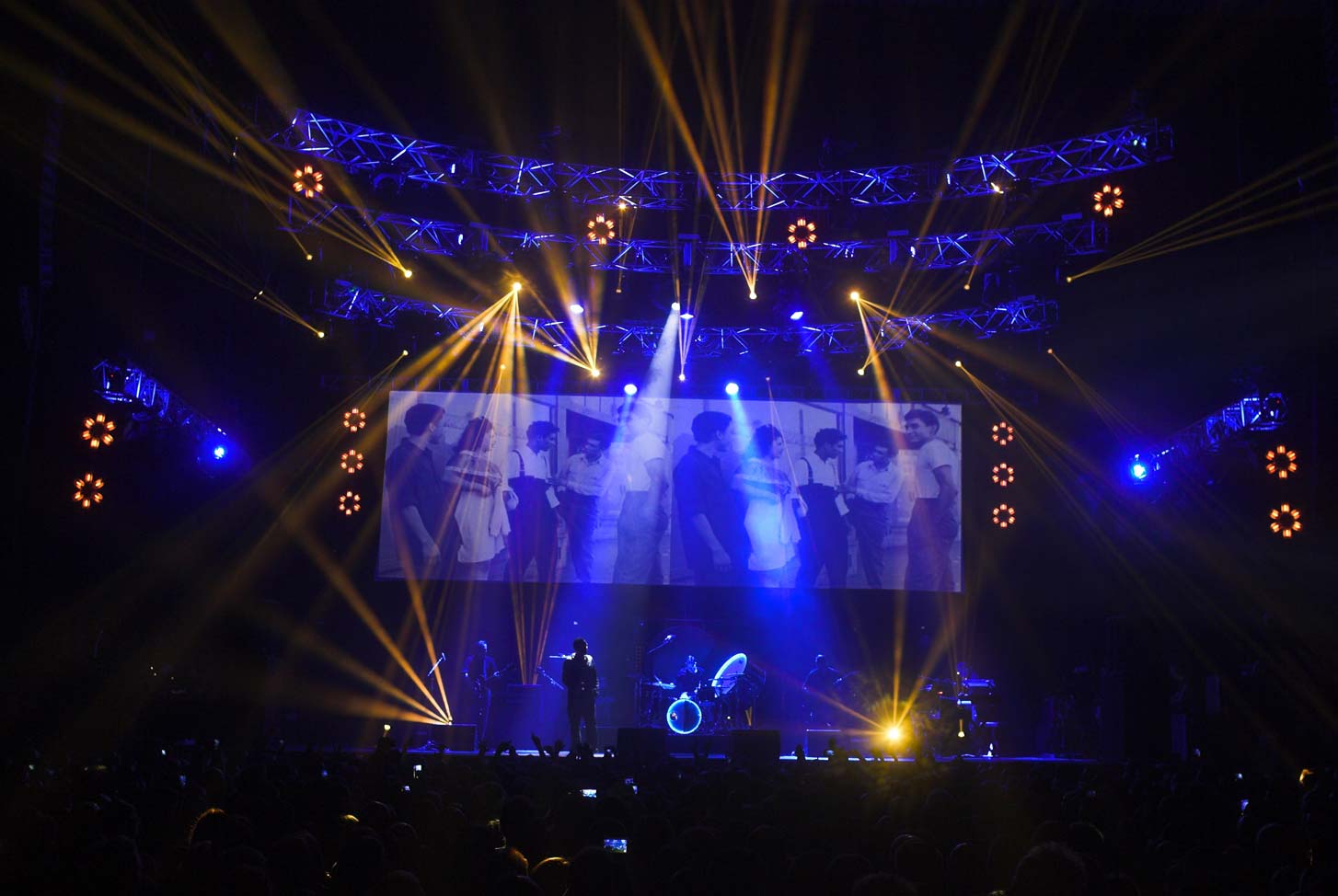 Morrisey on stage with light show