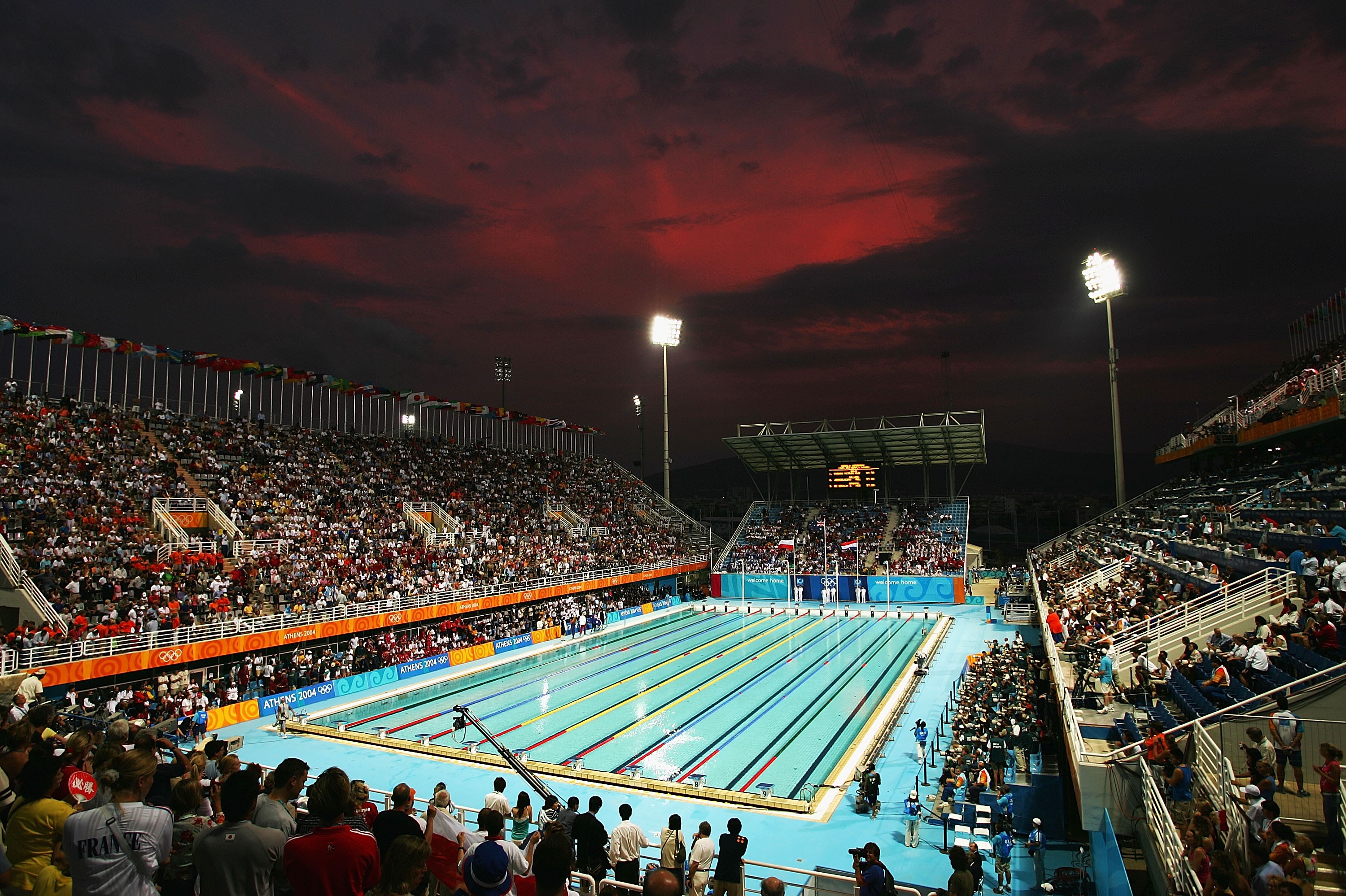 Lighting of a swimming pool in Athens Lighting of a swimming pool in Athens