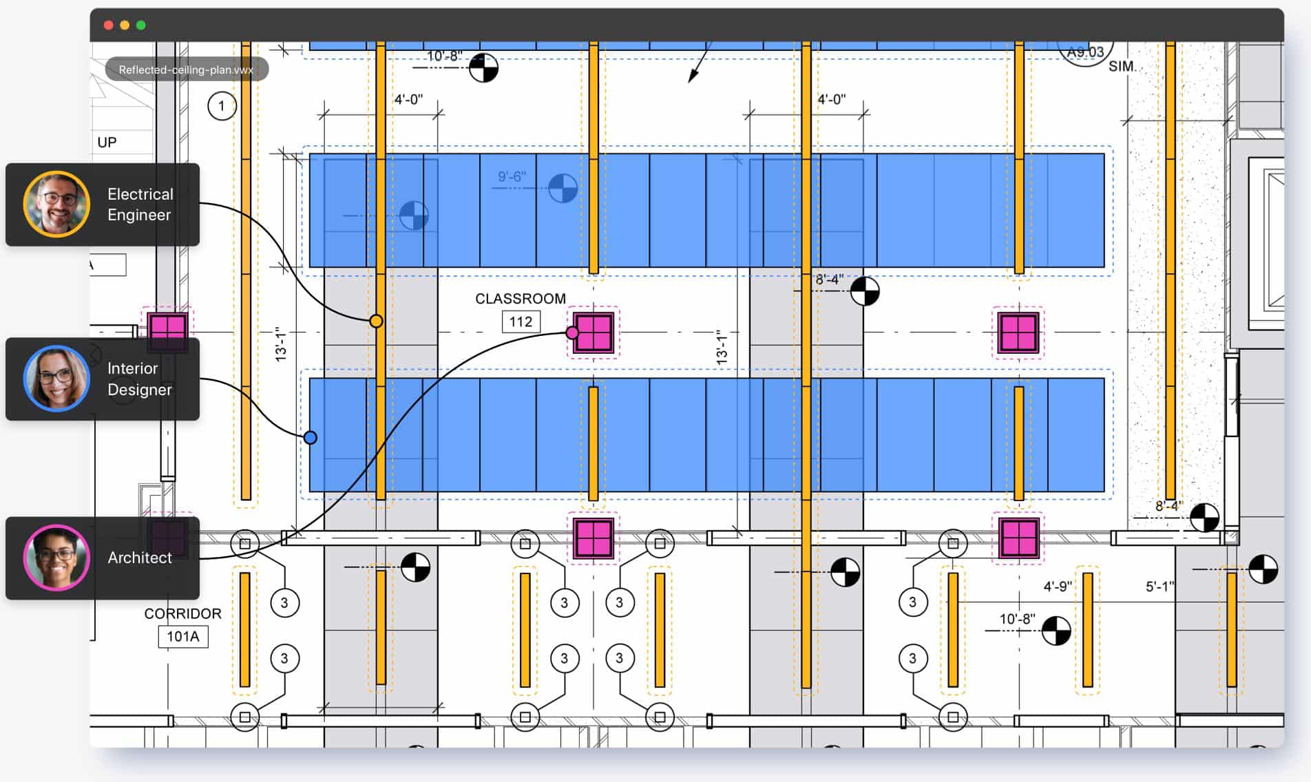 Example of collaboration using design software for interiors